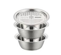 Multifunctional 4 in 1 Vegetable Cutter Grater Slicer with Drain Basket Washing Draining Food Prep Tool Stainless Steel Kitchen Gadget for Fruits Vegetables UK