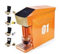 Multifunctional 4 in1 Espresso Machine, 19Bar Pressure Single Serve Coffee Maker for Nespresso Original Capsule/K-cup Capsule/L’OR Ne'spresso Original Capsule/Do'lce Gusto/Ground Coffee (Orange)
