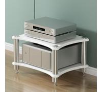 Multifunctional 4-Tier Stereo Cabinet Media Stand Audio-Video AV Rack for Gaming Consoles & Record Players Stylish Storage Tower Shelves for Media Components & Accessories