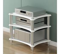 Multifunctional 4-Tier Stereo Cabinet Media Stand AV Rack for Gaming Consoles & Audio Equipment Storage Tower for Records & Electronics Modern Audio-Video Shelving Solution