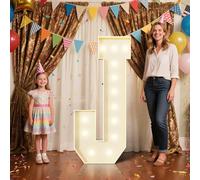 Multifunctional 4FT Marquee Numbers, corrugated plastic board, Quick Assembly in 5 Minutes Without Tools, for party decoration, disassembled into blank yard signs, Poster Board (Letters J)
