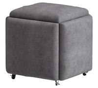 Multifunctional 5-in-1 Sofa Stool with Swivel Casters - Stackable Cube Chair Set for Living Room & Bedroom - Versatile Makeup Stool & Footrest for Comfort and Style