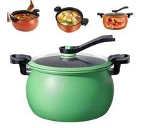 Multifunctional 8L Large Capacity Pressure Cooker, Fast Heating Cooking Pot With Glass Lid,Anti-spill Microwave Pressure Cooker for Slow Cook, Sear & Saute, Keep Warm (Green)