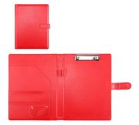 Multifunctional A4 Conference Folder Business Stationery Leather Contract File Folders Document Bag Office Supply Envelope Holder(Red)