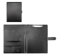 Multifunctional A4 Conference Folder Business Stationery Leather Contract File Folders Document Bag Office Supply Envelope Holder(Black)