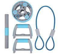 Multifunctional Abdominal Wheel Fitness Training Roller Set, Compact Abdominal Exercise Equipment with Detachable Handles and Latex Pull Strap, for Home Gym Travel Full - Body (Blue)