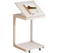 Multifunctional Adjustable Angle C-Shaped Solid Wood Laptop Side Table with 360° Universal Wheels - Portable Mobile Stand for Sofa, Living Room, Bed, Bathtub, Home Office Work Desk