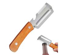Multifunctional and Fruit Peeler, Multifunctional Tool Made of Stainless Steel, Portable and with a Wooden Handle, Portable Bottle Opener, for Carrots, Potatoes, Pumpkins, Papayas, Kitchen, Home