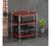 Multifunctional Audio Stereo Rack - AV Component Media Stand with Adjustable Shelves Open Design Detachable Silent Foot Pads for Living Room & Recording Studio (Brown)