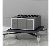 Multifunctional AV Media Stand - 2-Tier Audio Video Rack with Shock-Absorbing Feet Record Player Shelf for Home Theater & Studio Modern Black Design (70x70x50cm)