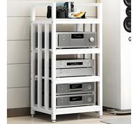 Multifunctional AV Media Stand for CD Player & Stereo Adjustable Audio Rack with Non-Slip Feet Stylish White Tower Cabinet for Home Entertainment & Audio Equipment Storage