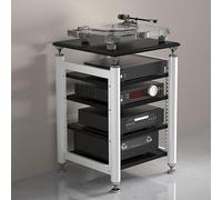 Multifunctional AV Stand & DVD Storage Tower Corner TV Unit Entertainment Center for Home Theater Stylish Black & White 62 x 57 x 100 cm SpaceSaving Design