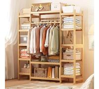 Multifunctional Bamboo Coat Rack with 12 Open Storage Shelves, Stylish Wardrobe Organizer for Bedrooms, Living Rooms, and Hallways - Space-Saving Solution