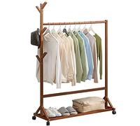 Multifunctional Bamboo Coat Rack with 4 Wheels Stylish Donkey Design for Clothes Shoes & Bags Ideal for Bedroom Entryway & Living Room nization