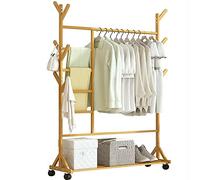 Multifunctional Bamboo Coat Rack with 4 Wheels Stylish Donkey Design for Clothes Shoes & Bags Perfect for Bedroom Entryway & Living Room Storage
