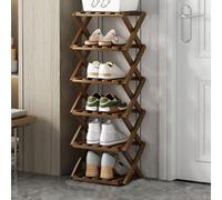Multifunctional Bamboo Shoe Rack 2-10 Layers Foldable Independent Design Brown Color Space-Saving Storage Solution for Home & Entryway 6th Floor Use