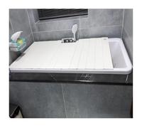 Multifunctional Bathtub Tray Caddy - Dust-Proof Folding Bath Cover with Insulation Shutter Lid Scalable Accessories for Spa & Bathroom (75x150x0.6cm)