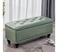 Multifunctional Bedroom End Bench with Flip-Top Storage PU Silent Pad Rivet Accents Shoe Changing Stool 150x40x43cm (Cyan) - Stylish Storage Solution