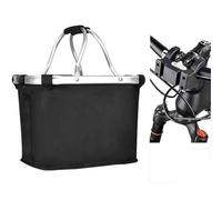 Multifunctional Bike Basket With Handle, Aluminum Alloy Front Mount Basket, Detachable Pet Carrier & Shopping Bag, Ideal For Mountain Bike, Folding Bike, Scooter(Black)