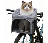 Multifunctional Bike Pet Carrier Bag, Breathable Mesh Cat Dog Travel Basket with Removable Lining for Cycling & Car Rides