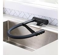 Multifunctional Black Kitchen Sink Faucet - Swivel Brass Mixer Tap for Inside Window - Foldable Design Perfect for Compact Spaces & Stylish Kitchens