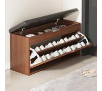 Multifunctional Brown Upholstered Bench Shoe Storage, 80cm (31.5in) Wide, Ideal for Living Room & Hallway, Stylish Entryway nizer & Seat