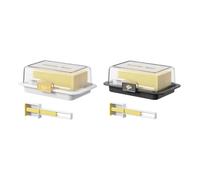 Multifunctional Butter Dish Tray Rectangular Cheese Butter Storage Box with Lid Cover Leakproof Food Container for Kitchen, Dining Table(Set)
