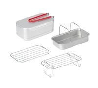 Multifunctional Camping Lunch Box - Aluminum Lunch Container, Foldable Handle | Lunch Box with Steaming Stand, Compact and Durable Food Storage