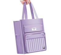 Multifunctional Canvas Book Bag Handheld School 8 Compartments File Document Storage for Student Teacher Officer Bible Study Accessories
