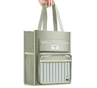 Multifunctional Canvas Book Bag Handheld School Bag 8 Compartments File Document Storage for Student Teacher Officer Woman Bible Case