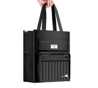 Multifunctional Canvas Book Bag Handheld School Bag 8 Compartments File Document Storage for Student Teacher Officer Woman Bible Case