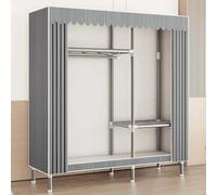 Multifunctional Canvas Wardrobe - Portable Fabric Closet with Shelves & Hanging Ra Folding Wardrobe for Bedroom Storage 84x46x173cm & Space-Saving Solution