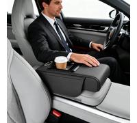 Multifunctional Car Armrest Cushion - 5-in-1 Auto Armrest Cushion, Storage Box, Arm Rest for Car with Tissue Box and Cup Holder for Sedans,Interior Accessories (Black 1)