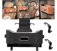 Multifunctional Car Seat Back Storage Box, Car Seat Back Organizer with Cup Holder,Leather Backseat Car Storage Box Tissue Holder, Cell Phone Holders Car Headrest Rear Seat Storage Box (Black)