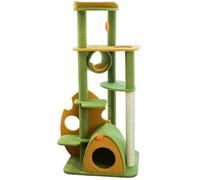 Multifunctional Cat Condos, Multi-Tier Tall Cat Climber with Sisal Scratching Post, Perch and Toy Ball for Indoor Activity Relaxing