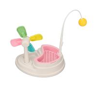 Multifunctional Cat Grass Basin Windmill Toy for Interactive Cat Play, Anxiety Relief, and Hairball Prevention, Suitable for All, ABS TPR Material (Pink)