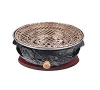 Multifunctional Charcoal Barbecue Grill, BBQ Grill Smokeless Charcoal Cast Iron With Maifan Stone Baking Tray and Grilling Net Indoor Outdoor(C)