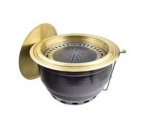 Multifunctional Charcoal Barbecue Grill, Charcoal BBQ Grill Set with Smoke Exhaust, 40cm x 24cm, for 6-10 People(F)