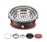 Multifunctional Charcoal Barbecue Grill, Korean Cast Iron BBQ Grill 33cm x 12cm Multicolor Indoor Outdoor For 5-8 People(G)