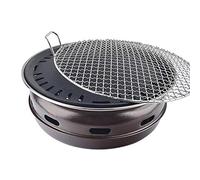 Multifunctional Charcoal Barbecue Grill, Korean Smokeless Charcoal BBQ Grill Galvanized Sheet Maifan Stone 34.5x13cm for 6-8 People Multicolor(I)