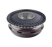 Multifunctional Charcoal Barbecue Grill, Korean Smokeless Charcoal BBQ Grill Galvanized Sheet Maifan Stone 34.5x13cm for 6-8 People Multicolor(B)