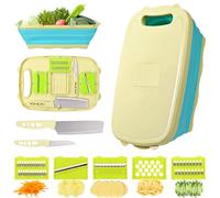 Multifunctional Chopping Board, 9 in 1 Cutting Board, Foldable Kitchen Cutting Board, 5 Blades and 2 Knives, Camping Kitchen Cabinet, Foldable Chopping Board