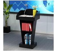 Multifunctional Church Pulpit Modern Classroom Podium Wooden Floor Stand Black Regular Style (45 * 40 * 110CM) Ideal for Worship & Events