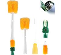 Multifunctional Cleaning Brush, Bottle Brush, 5-in-1 Detachable Bottle Brush Cleaner, Water Bottle Brushes for Stanley Cup, Neck Bottle, Sport Bottle, Straws, Cup Cover, Tumbler (Orange)