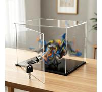 Multifunctional Clear Display Case for Figures, Acrylic Storage Organizers Box with Lock, Dustproof Protection Organizer 20 25 30 35 40 Cm(8"x6"x6"/20cmx15cmx15cm)