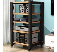 Multifunctional Clear Walnut Multimedia Rack, 2/3/4/5 Tier Audio Stand, Adjustable DVD Shelf, AV Game Storage, Compact Stereo Cabinet for Home Entertainment