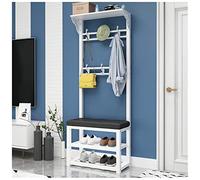 Multifunctional Coat Rack with Shoe Bench 100cm Freestanding Entryway nizer Stylish White & Black Design Perfect for Hallway Storage & Space Saving Solutions