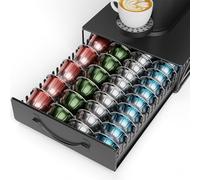 Multifunctional Coffee Pod Holder for Nespresso Vertuo with 48-24 Vertuoline Capsules & 32 Dolce Gusto Pods Capacity, Small Vertuo Pods Storage Drawer, Non-Slip Sliding Metal Coffee Capsule Holder