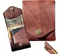 Multifunctional Compact Wallet, The Conan Wallet, Handmade Leather Card Holder/Wallet, Slim Minimalist Wallet, Built-in Pen Slot, EDC Wallet, Wallet for Put Flat Banknotes for Daily, Business, Trave