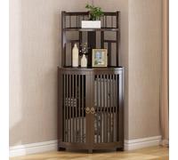 MultiFunctional Corner Bookshelf with Solid Wood Storage Open Shelf Bookcase & Grid Cabinet Door for Bedroom Living Room Office Classroom LibrarySpaceSing Design